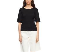Comma Damen T-Shirt aus Viskose Stretch - Relaxed Fit, Rundhalsausschnitt, Smok-Detail