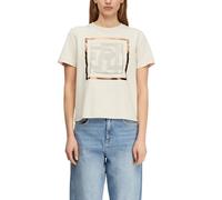 comma - T-Shirt mit grafischem Print und Metallic-Details beige - Gr. - 34
