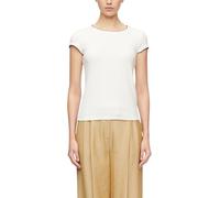 Comma Damen T-Shirt - Slim Fit, Jersey, Rundhalsausschnitt mit Häkelborte