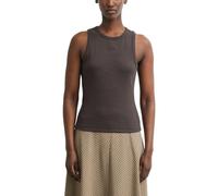 COMMA Damen Tank Top aus Baumwollripp - Slim Fit, Rundhalsausschnitt, Logo-Stickerei