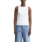 COMMA Damen Tank Top aus Baumwollripp - Slim Fit, Rundhalsausschnitt, Logo-Stickerei