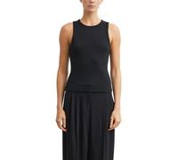 Comma Damen Tank Top aus Baumwollripp - Slim Fit, Rundhalsausschnitt, Logo-Stickerei