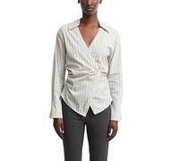 Comma Bluse Wickelbluse aus Baumwollpopeline Beige Größe 40