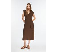 Comma Kleid Midikleid mit Taillengürtel und Schulterpolstern Violett Größe 42