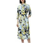 comma Langes Kleid mit verdeckter Knopfleiste und All-Over-Print hellblau 40