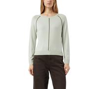 Comma Feinstrickpullover aus Viskosemix mit Kontrastreifen Grün Größe 34