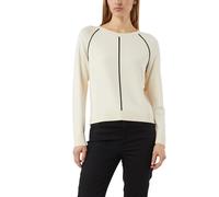 Feinstrickpullover aus Viskosemix mit Kontrastreifen beige 38