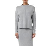 Rundhalspullover "mit Ziehrnaht", Damen, Gr. 44, graumelange, Strick, Obermaterial: 72% Viskose, 28% Polyester, COMMA CASUAL IDENTITY, casual, bequem, Rundhals, Langarm, Pullover, casual, Rundhals, se