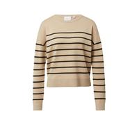 comma - Feinstrickpullover mit strukturiertem Streifenmuster beige - Gr. - 34