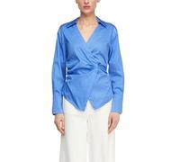 Comma Bluse Feminine Baumwoll-Satin-Stretch mit Raffdetail und Druckknopfverschluss Blau Gr. 44