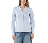 Hemdbluse COMMA, Damen, Gr. 40, blau, Web, Obermaterial: 71% Baumwolle, 26% Polyamid, 3% Elasthan, gestreift, tailliert hüftbedeckend, V-Ausschnitt, 1-Knopf-Manschette, Blusen Hemdbluse, im Streifen-D