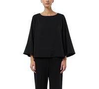 Comma Bluse Fließende 3/4-Arm, weite Ärmel, Rundhals, Damen Gr. 46, Schwarz, 100% Baumwolle