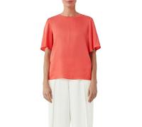comma T-Shirt mit geripptem Rundhalsausschnitt in Koralle, Größe 44