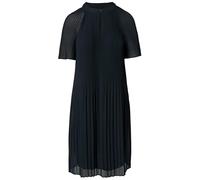 Midikleid COMMA, Damen, Gr. 46, N-Gr, blau (navy), Chiffon, Obermaterial: 100% Polyester. Futter: 100% Viskose, unifarben, casual, tailliert kniebedeckend, Rundhals, Halbarm, Kleider, aus Chiffon, mit