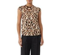 comma Gemusterte Satin-Bluse mit Raffung schwarz 40