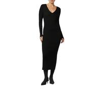 Comma Geripptes Slim-Fit-Kleid mit V-Ausschnitt