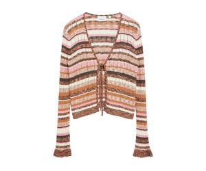 comma - Gestreifte Strickjacke pink/orange - Gr. - 38