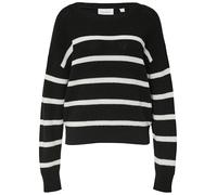 Strickpullover, Damen, Gr. M (38), schwarz (schwarz stripe), Strick, Obermaterial: 100% Baumwolle, COMMA CASUAL IDENTITY, gestreift, casual, normal, Rundhals, Langarm Strickbündchen, Pullover, im Loos