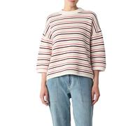 Comma Gestreifter Strickpullover im Relaxed Fit mit 3/4-Ärmeln