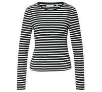 Langarmshirt, Damen, Gr. 42, schwarz-weiß (schwarz, weiß stripe), Single Jersey, Obermaterial: 95% Viskose, 5% Elasthan, COMMA CASUAL IDENTITY, figurbetont, Rundhals, Shirts, gestreift, figurbetont, c