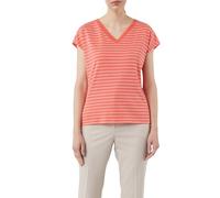 Gestreiftes Viskose-T-Shirt mit V-Ausschnitt pink 44