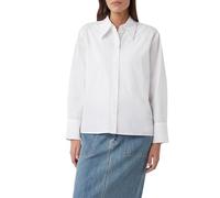 Hemdbluse, Damen, Gr. 44, weiß, Web, Obermaterial: 100% Baumwolle, COMMA CASUAL IDENTITY, unifarben, casual, relaxed fit hüftbedeckend, Blusen, unifarben, casual, relaxed Fit, mit Hemdkragen, aus Baum