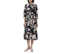 comma Langes Kleid mit verdeckter Knopfleiste und All-Over-Print Navy 40