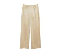 Lederimitathose COMMA, Damen, Gr. 40, N-Gr, beige (feather grau), Hosen, aus softem Velours, Wide Leg, High Rise (35243431-40) feather grau