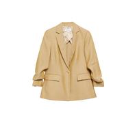 comma Slim Fit Blazer mit Pattentaschen und gerafften Ärmeln in Beige, Größe 48
