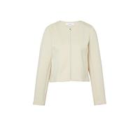 Kurzjacke COMMA, Damen, Gr. 40, bone beige, Web, Obermaterial: 92% Polyester, 8% Elasthan, unifarben, taillenlang, Rundhals, Jacken Kurzjacke, aus weicher Scuba-Qualität - elastisch (13786033-40) bone