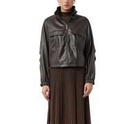 comma Jacke in Leder-Optik mit Stehkragen in Dunkelbraun, Größe 36