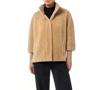 Cape aus Teddyplüsch mit Strickdetails braun 38