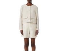 comma - Hochwertige Bouclé-Jacke mit dezentem Glitzergarn weiß - Gr. - 44