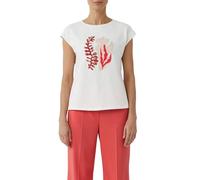 Jersey-T-Shirt mit überschnittenen Schultern und Artwork weiß 36