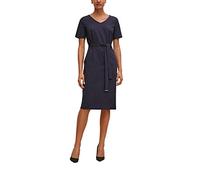 comma Knielanges Kleid mit Bindegürtel in Marineblau, Größe 44