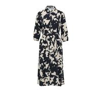 comma Langes Kleid mit verdeckter Knopfleiste und All-Over-Print Navy 36