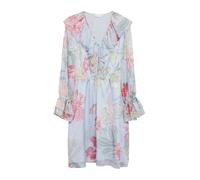 Kurzes Kleid aus Crêpechiffon mit Volant-Details 42 blau|mehrfarbig 2180795.50A0.42