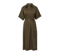 Sommerkleid COMMA, Damen, Gr. 38, N-Gr, deep jungle, Obermaterial: 71% Baumwolle, 26% Polyamid, 3% Elasthan, unifarben, regular fit kniebedeckend, Umschlagbund, Kleider Sommerkleid, mit Bindegürtel (2