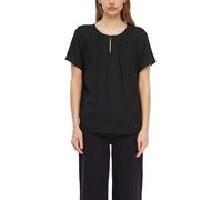 Comma Kurzarm-Bluse aus Crêpe-Chiffon mit Raffung Grau Größe 38