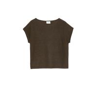 comma - Kurzarm-Strickpullover mit U-Boot-Ausschnitt braun - Gr. - 36