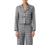 comma Damen Blazerjacke Kurz mit aufgesetzten Taschen Grau Kariert Gr. 40