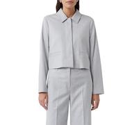 Jackenblazer COMMA, Damen, Gr. 36, grau (light grau), Web, Obermaterial: 69% Polyester, 29% Viskose, 2% Elasthan, unifarben, casual, hüftbedeckend, Rundhals, Langarm, Blazer, kurz, mit Hemdkragen und 