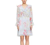 Kurzes Kleid aus Crêpechiffon mit Volant-Details 38 blau|mehrfarbig 2180795.50A0.38
