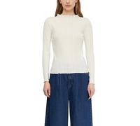 comma Longsleeve mit Muschelsaum in Offwhite, Größe 44