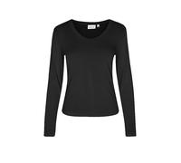 Langarmshirt COMMA, Damen, Gr. 36, schwarz, Single Jersey, Obermaterial: 95% Viskose, 5% Elasthan, unifarben, körpernah hüftbedeckend, tiefer Rundhals, abgesteppte Kante, Shirts Langarmshirt, mit tief