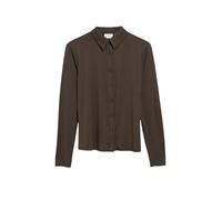 comma - Langarmshirt mit Knopfleiste braun - Gr. - 44