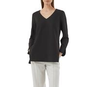 comma Lange Crêpe-Bluse mit V-Ausschnitt und seitlichen Schlitzen schwarz 36