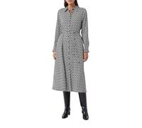 Hemdblusenkleid COMMA, Damen, Gr. 40, N-Gr, schwarz, beige, Web, Obermaterial: 100% Viskose, bedruckt, casual, figurumspielend ca. Mitte Wade, Rundhals, Langarm 1-Knopf-Manschette, Kleider, mit Eingri