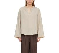 Schlupfbluse COMMA, Damen, Gr. 38, bone beige, Web, Obermaterial: 65% Viskose, 35% Polyester, gestreift, weit hüftbedeckend, V-Ausschnitt, weit, Blusen Schlupfbluse, Weite Passform (12668026-38) bone