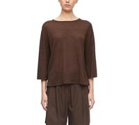 3/4 Arm-Pullover COMMA, Damen, Gr. 36, braun, Strick, Obermaterial: 57% Leinen, 27% Viskose, 16% Polyester, unifarben, lässig geschnitten hüftbedeckend, Rundhals, abgesteppte Kante, Pullover, Leichter